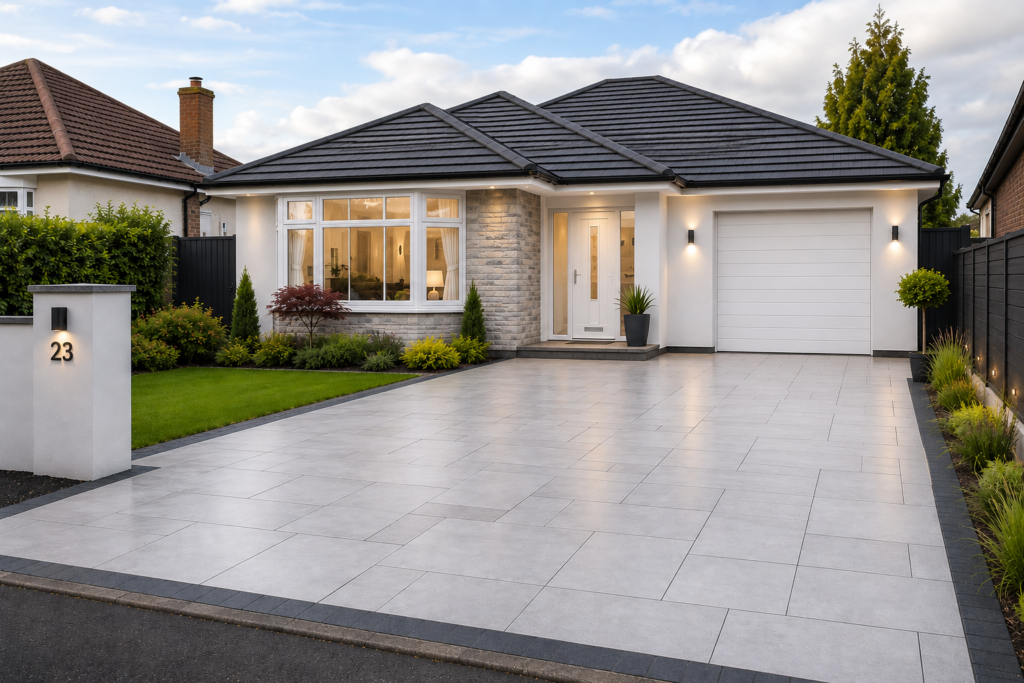 Porcelain paving driveway surface in Basildon